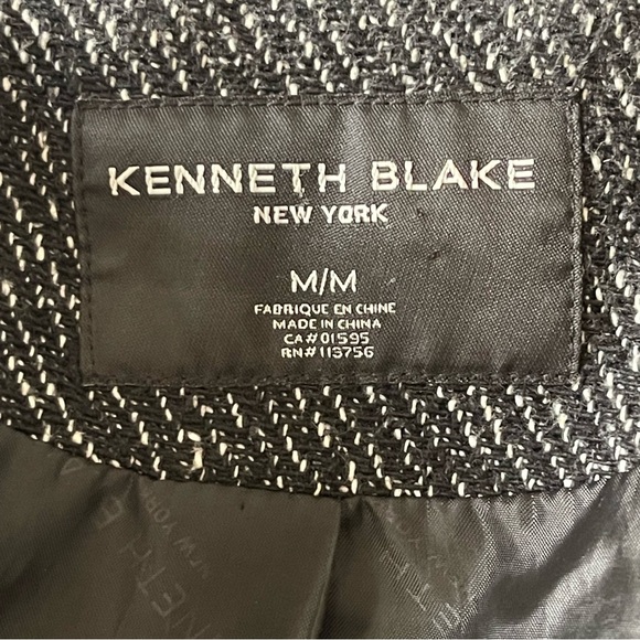 New Kenneth Blake New York Heathered Black/White Double Breasted Coat (M) - Picture 14 of 16